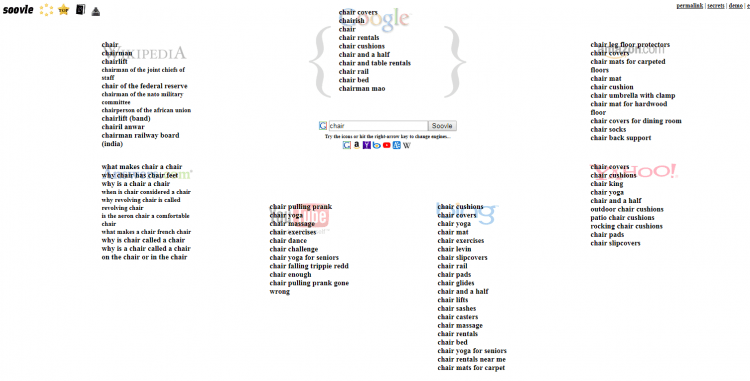 Keywords research at soovle