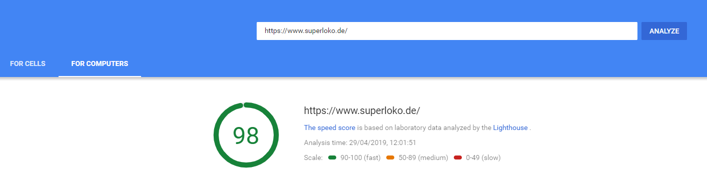Page Speed insights after optimization