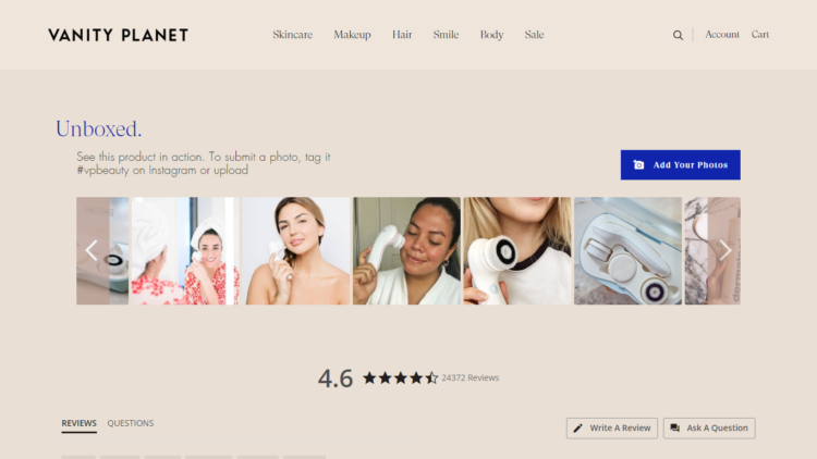 Vanity planet social proof
