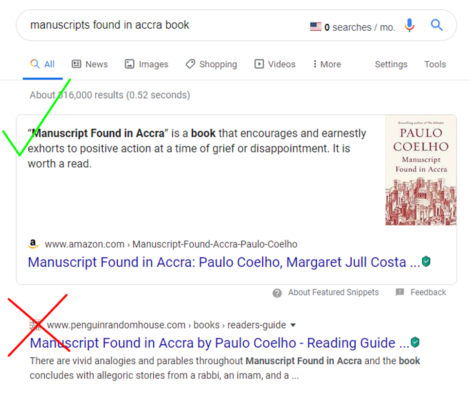 a web page rich snippet with the help of SEO vs a web page without