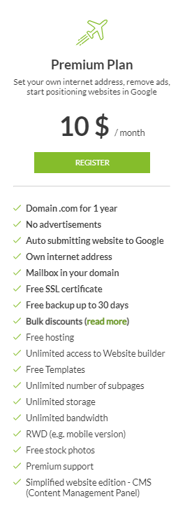 an exemplary website creator pricing